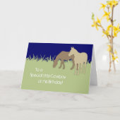 Carte d'anniversaire Brown Ponies Cowboy (Fleur jaune)
