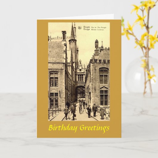 Carte d'anniversaire - Bruges, Belgique (Fleur jaune)