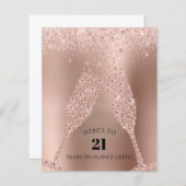 Carte d'anniversaire Budget Rose Gold Champagne 21 (Devant / Derrière)