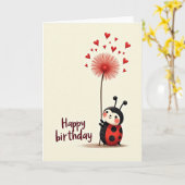 Carte d'anniversaire Bug Heart joyeuse (Fleur jaune)