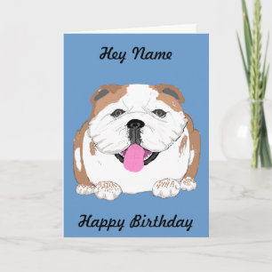 Carte d'anniversaire Buldog Ajouter le nom avant