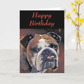 Carte d'anniversaire Bulldog anglais personnalisé (Fleur jaune)