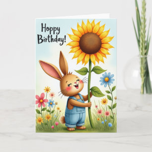 Carte d'anniversaire Bunny Sunflower
