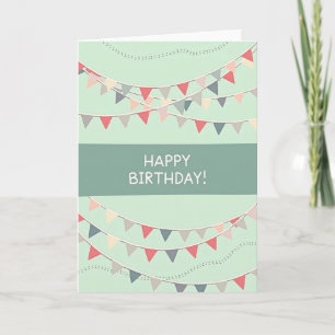 Carte d'anniversaire Bunting Menthe
