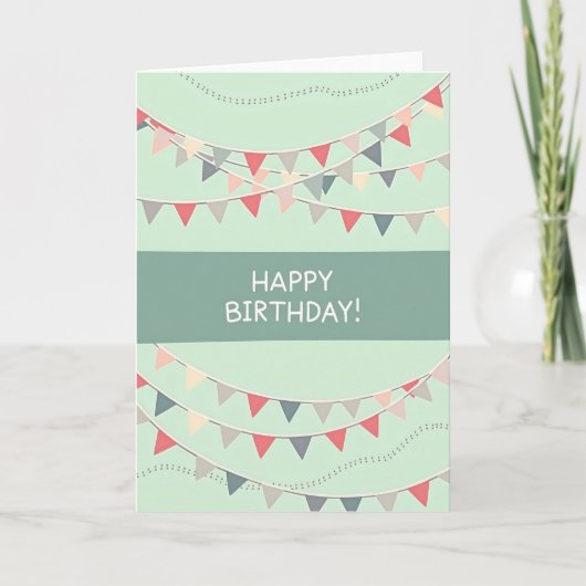 Carte d'anniversaire Bunting Menthe (Devant)