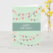 Carte d'anniversaire Bunting Menthe (Fleur jaune)