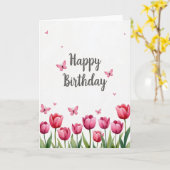 Carte d'anniversaire Butterfly Script (Fleur jaune)