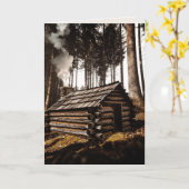 CARTE D'ANNIVERSAIRE CABANE AU BOIS, INSPIRANT DE (Fleur jaune)