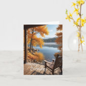 Carte d'anniversaire cabine au bord du lac (Fleur jaune)