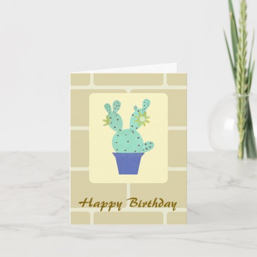 Carte d'anniversaire Cactus en papier et Briques d (Devant)