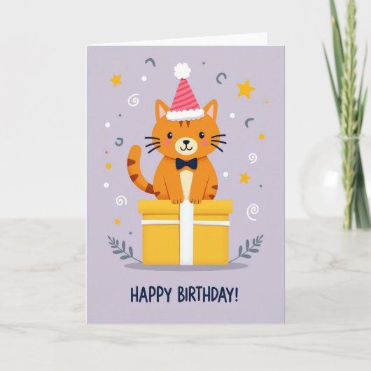 Carte d'anniversaire Cadeau Félin (Devant)