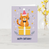Carte d'anniversaire Cadeau Félin (Fleur jaune)