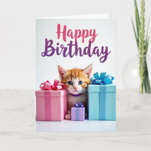 Carte d'anniversaire Cadeaux de chaton mignon