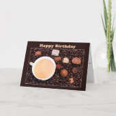 Carte d'anniversaire café et chocolat joyeux (Devant)
