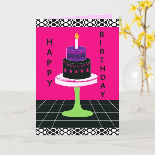 Carte d'anniversaire Cakey série 2 (Fleur jaune)