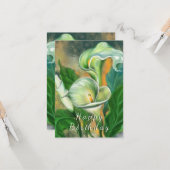Carte d'anniversaire Calla Lily Fleurs Peinture (Devant/Arrière en situation)