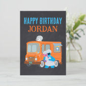 Carte d'anniversaire camion alimentaire Monstre de (Debout devant)