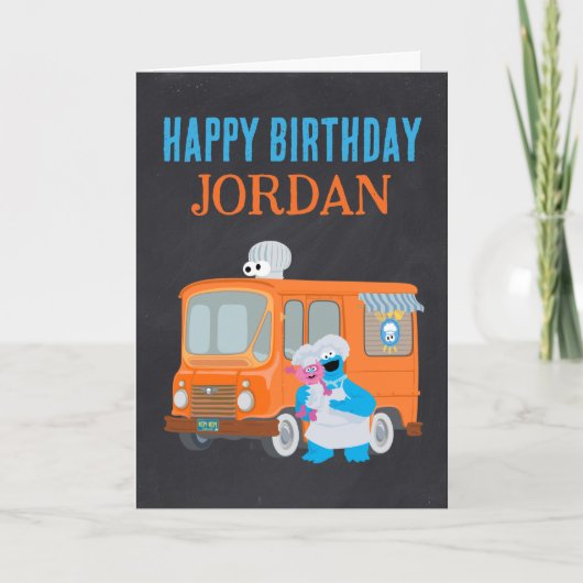 Carte d'anniversaire camion de nourriture Cookie M (Devant)