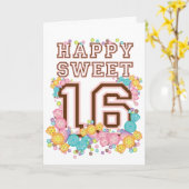 Carte d'anniversaire Candy Land Happy Sweet 16 (Fleur jaune)