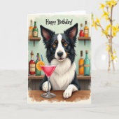 Carte d'anniversaire Canine Cocktail (Fleur jaune)