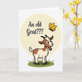 Carte d'anniversaire capricieuse chèvre douce (Fleur jaune)