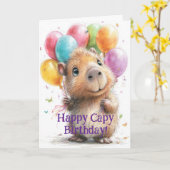 Carte d'anniversaire Capybara • Conception de ball (Fleur jaune)