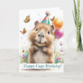 Carte d'anniversaire Capybara • Conception de ball (Devant)
