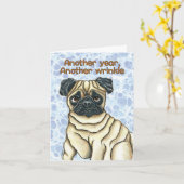 Carte d'anniversaire carlin (Fleur jaune)