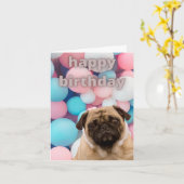 Carte d'anniversaire carlin (Fleur jaune)