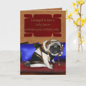 Carte d'anniversaire - carlin danseuse du ventre (Fleur jaune)