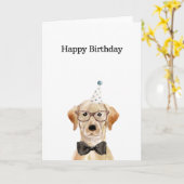 Carte d'anniversaire, Carte Jaune Labrador (Fleur jaune)