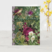 Carte d'anniversaire. Carte vintage victorienne. (Fleur jaune)