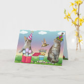 Carte d'anniversaire Cat Crazy (Fleur jaune)