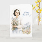 Carte d'anniversaire catholique Sainte Gianna Moll (Fleur jaune)