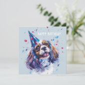 Carte d'anniversaire Cavalier King Charled Spaniel (Debout devant)