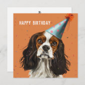 Carte d'anniversaire Cavalier King Charled Spaniel (Devant / Derrière)