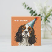 Carte d'anniversaire Cavalier King Charled Spaniel (Debout devant)