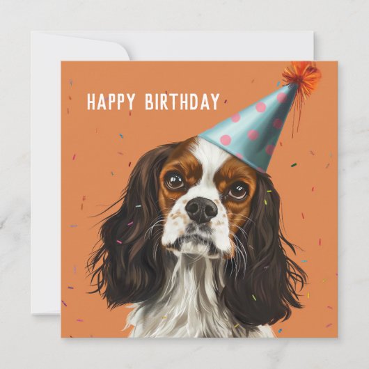 Carte d'anniversaire Cavalier King Charled Spaniel (Devant)