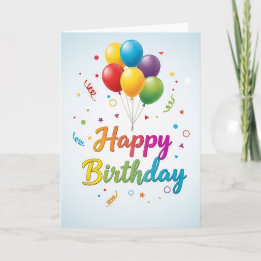 Carte d'anniversaire - Célébration de ballons colo (Devant)