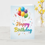 Carte d'anniversaire - Célébration de ballons colo (Fleur jaune)