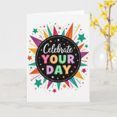 Carte d'anniversaire Célébration Pointillée (Fleur jaune)