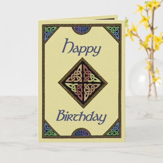 Carte d'anniversaire Celtic Design (Fleur jaune)