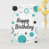Carte d'anniversaire Cercles sarcelle (Fleur jaune)