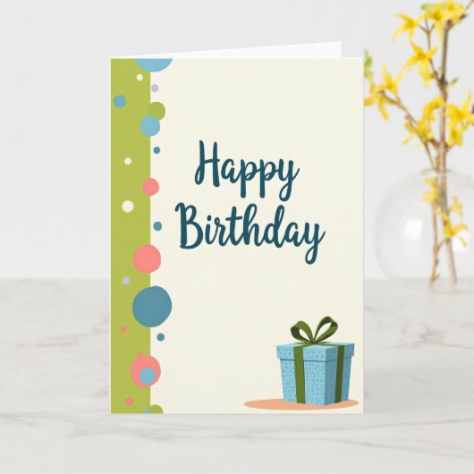 Carte d'anniversaire Cercles Script (Fleur jaune)