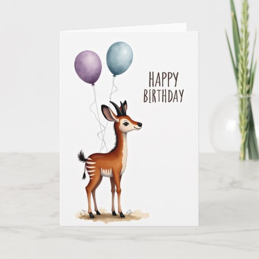 Carte d'anniversaire Cerf à l'aquarelle (Devant)