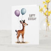 Carte d'anniversaire Cerf à l'aquarelle (Fleur jaune)