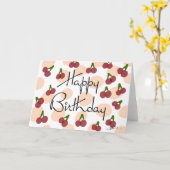 Carte d'anniversaire cerise (Fleur jaune)
