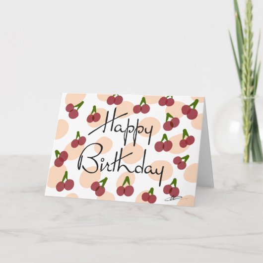 Carte d'anniversaire cerise (Devant)
