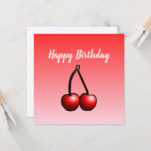 Carte d'anniversaire Cerises (Devant/Arrière en situation)
