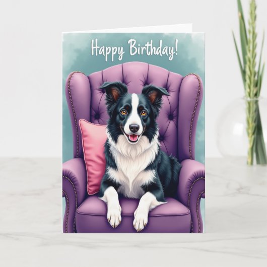 Carte d'anniversaire Chaise pour chiot joyeux (Devant)
